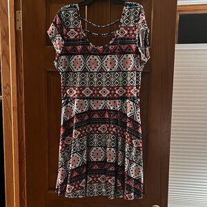 Bobbie Brooks Multicolor Tribal Print Mini Dress